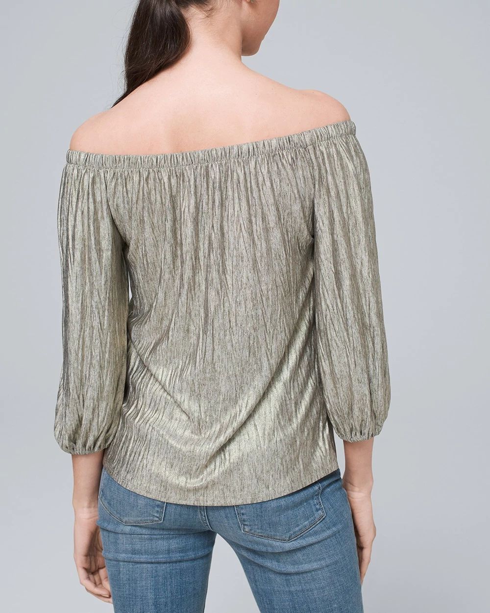 Metallic off the shoulder top new arrivals